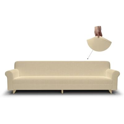 Housse de Canapé Datex - 220x270cm - Crème - Élastique & Durable Housse de Canapé Datex - 220x270cm - Crème - Élastique & Durable