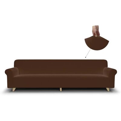 Housse de Canapé Marron DATEX - Élastique - 220x270cm Housse de Canapé Marron DATEX - Élastique - 220x270cm