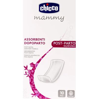 Assorbenti postpartum in cotone ipoallergenico Chicco - 10 pezzi Assorbenti postpartum in cotone ipoallergenico Chicco - 10 pezzi