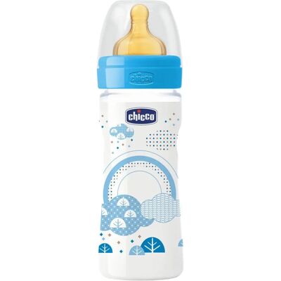 Biberon Chicco - Latex Flux Moyen - 250 ml - Bleu - Publicité Biberon Chicco - Latex Flux Moyen - 250 ml - Bleu - Publicité