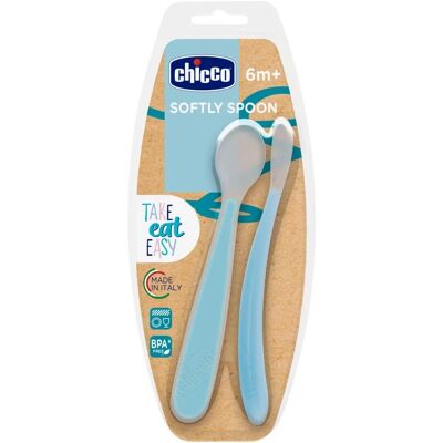 Chicco Duplo Miękkie Niebieskie Silikonowe Łyżeczki - Łyżeczki dla niemowląt Chicco Duplo Miękkie Niebieskie Silikonowe Łyżeczki - Łyżeczki dla niemowląt