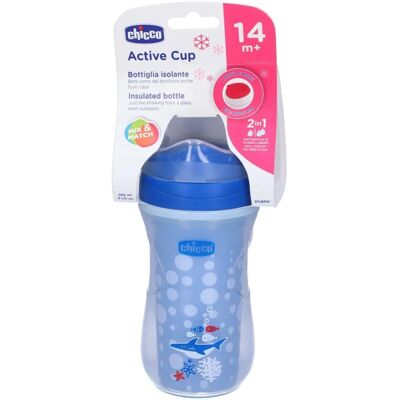 Chicco Active Cup Stars Bleu 14m+ 266ml - Publicité Chicco Active Cup Stars Bleu 14m+ 266ml - Publicité