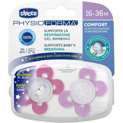Chicco Physio Comfort Nacht 16-36 m Pink - Schnuller Chicco Physio Comfort Nacht 16-36 m Pink - Schnuller