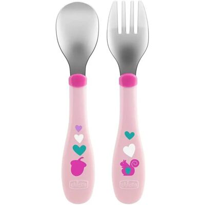 Chicco Model F05-16102-10 Zestaw sztućców dla dzieci Różowy Chicco Model F05-16102-10 Zestaw sztućców dla dzieci Różowy