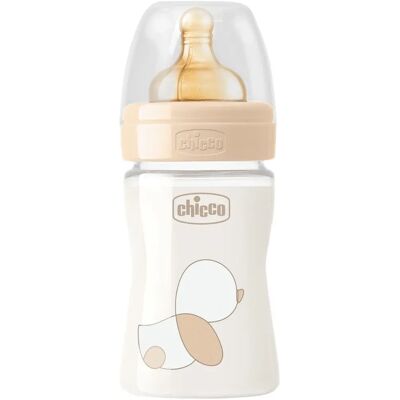 Biberón de Vidrio Chicco 150 ml - Neutro, Tetina de Látex Fisiológico Biberón de Vidrio Chicco 150 ml - Neutro, Tetina de Látex Fisiológico