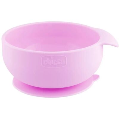 Chicco Pinkes Silikon-Tellerrand mit Saugnapf - Baby Selbstfütterungshilfe Chicco Pinkes Silikon-Tellerrand mit Saugnapf - Baby Selbstfütterungshilfe