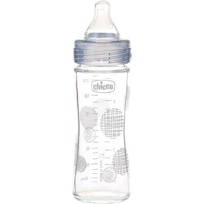 Chicco Biberón Well Being - Vidrio Flujo Lento Gris Chicco Biberón Well Being - Vidrio Flujo Lento Gris