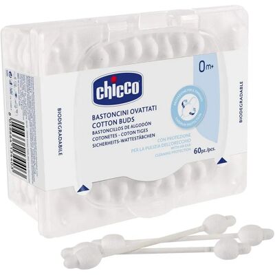 Chicco Wattestäbchen - 60 Stück - Ohrreinigung für Kinder Chicco Wattestäbchen - 60 Stück - Ohrreinigung für Kinder