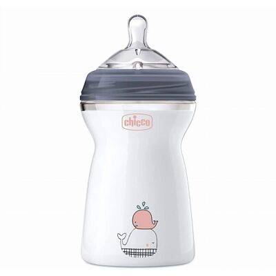 Chicco Biberón Natural Feeling Blanco y Negro 330ml - Biberón para bebé Chicco Biberón Natural Feeling Blanco y Negro 330ml - Biberón para bebé