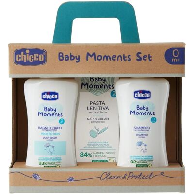 Ensemble Chicco Baby Moments - Peau sensible - Coffret cadeau pour bébé - Publicité Ensemble Chicco Baby Moments - Peau sensible - Coffret cadeau pour bébé - Publicité