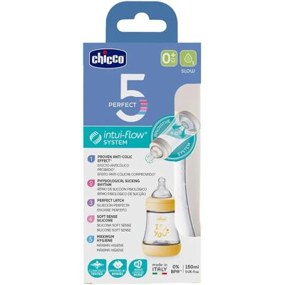 Butelka Chicco Perfect 5 Żółta 150ml - Butelka dla niemowląt Butelka Chicco Perfect 5 Żółta 150ml - Butelka dla niemowląt