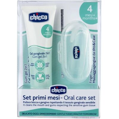 Set Îngrijire Orala pentru Bebe Chicco - Pastă și Periuță de Deget - 4m+ Set Îngrijire Orala pentru Bebe Chicco - Pastă și Periuță de Deget - 4m+