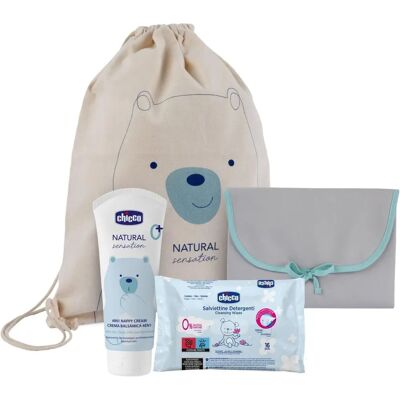 Set de Cambio Natural Sensation de Chicco con Esterilla, Crema 4-en-1 y Toallitas - Cuidado del bebé Set de Cambio Natural Sensation de Chicco con Esterilla, Crema 4-en-1 y Toallitas - Cuidado del bebé