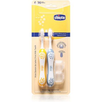 Chicco Baby Zahnbürstenset - Weiche Borsten, Rutschfester Griff - 6-36M Chicco Baby Zahnbürstenset - Weiche Borsten, Rutschfester Griff - 6-36M