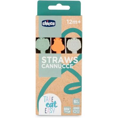 Chicco Pajitas de Silicona Reutilizables - 12M+ - Pack 6 Chicco Pajitas de Silicona Reutilizables - 12M+ - Pack 6