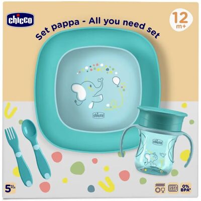 Chicco Modell 12M+ Baby Essgeschirr-Set - Blau Chicco Modell 12M+ Baby Essgeschirr-Set - Blau
