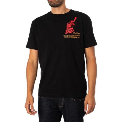 Replay Schwarzes Grafik-T-Shirt - Casual Komfort Replay Schwarzes Grafik-T-Shirt - Casual Komfort
