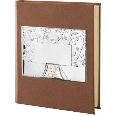 Argenteria Mb Silber Fotoalbum zum 50. Hochzeitstag mit personalisierbarer Lebensbaum-Plakette - 22x25cm Argenteria Mb Silber Fotoalbum zum 50. Hochzeitstag mit personalisierbarer Lebensbaum-Plakette - 22x25cm