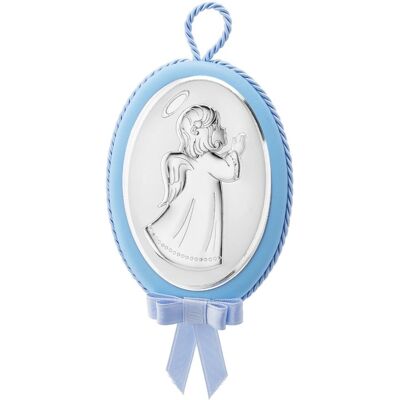 Argenteria Mb Baby Andenken - Graviertes Engelsmedaillon - Blau Argenteria Mb Baby Andenken - Graviertes Engelsmedaillon - Blau