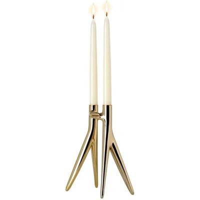 Kartell Abbracciaio Candleholder - Gold - Supports Two Candles - Modern Design Kartell Abbracciaio Candleholder - Gold - Supports Two Candles - Modern Design