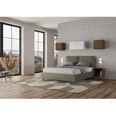 Lit double 160x210 cm avec tête de lit capitonnée - Antea - Publicité Lit double 160x210 cm avec tête de lit capitonnée - Antea - Publicité