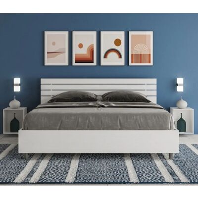 Cama de fresno blanco 160x200 con almacenamiento - ITYHOME Cama de fresno blanco 160x200 con almacenamiento - ITYHOME