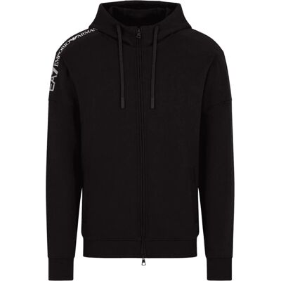 EA7 Schwarze Kapuzen-Cotton-Sweatshirt - Hoodie EA7 Schwarze Kapuzen-Cotton-Sweatshirt - Hoodie