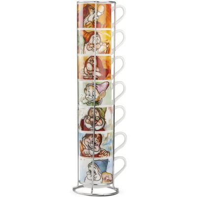 Egan - Ensemble de 7 Tasses en Porcelaine Disney avec Support en Métal Egan - Ensemble de 7 Tasses en Porcelaine Disney avec Support en Métal