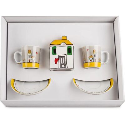 Egan - Forma Italia Srl Ensemble 2 Tasses et Sucrier - Le Casette Egan - Forma Italia Srl Ensemble 2 Tasses et Sucrier - Le Casette