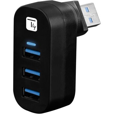 Hub USB Techly Noir avec 3 Ports et Connecteur Rotatif 180° Hub USB Techly Noir avec 3 Ports et Connecteur Rotatif 180°