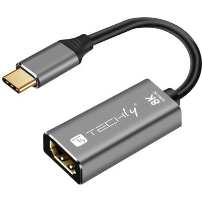 Techly USB-C to HDMI 8K Adapter - Black, Silver Techly USB-C to HDMI 8K Adapter - Black, Silver