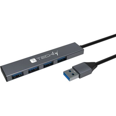 Techly IUSB32-HUB4A-4U3SL Hub USB 3.2 4 Ports - Gris - Publicité Techly IUSB32-HUB4A-4U3SL Hub USB 3.2 4 Ports - Gris - Publicité