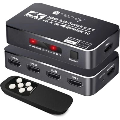 Techly HDMI 2.0b Umschalter 5-in-1 4K HDR Techly HDMI 2.0b Umschalter 5-in-1 4K HDR
