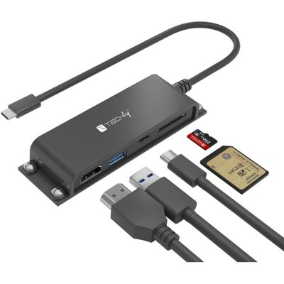 Techly IADAP-USBC-935 - Hub USB-C 5 ports - Publicité Techly IADAP-USBC-935 - Hub USB-C 5 ports - Publicité