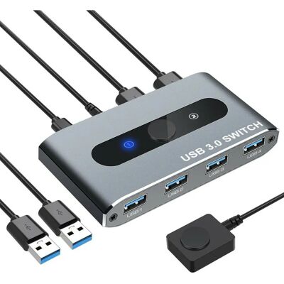 Techly USB 3.0 Schalter - 2 Eingänge 4 Ausgänge, Silber Techly USB 3.0 Schalter - 2 Eingänge 4 Ausgänge, Silber