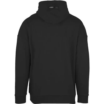 Zwarte hoodie Plein Sport - Slim fit, Leren patch, Logo Zwarte hoodie Plein Sport - Slim fit, Leren patch, Logo