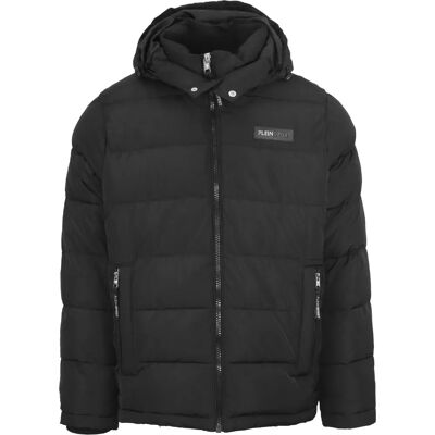 Heren gepolsterde zwarte jas van Plein Sport - Ritsluiting Heren gepolsterde zwarte jas van Plein Sport - Ritsluiting
