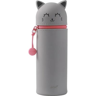 Trousse en silicone Chat Gris iTotal - Extensible 2 en 1 - Publicité Trousse en silicone Chat Gris iTotal - Extensible 2 en 1 - Publicité