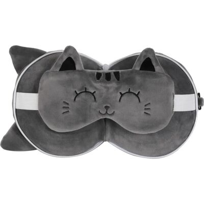 iTotal Grau Katzen-Reise-Kissen mit Schlafmaske iTotal Grau Katzen-Reise-Kissen mit Schlafmaske
