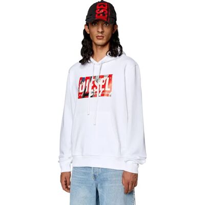 Diesel Hoodie - Oversized Wit Katoenen Sweater - Heren Diesel Hoodie - Oversized Wit Katoenen Sweater - Heren