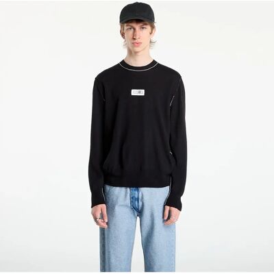 Pull din lână virgină neagră cu patch cu logo MM6 Maison Margiela - Pulover Pull din lână virgină neagră cu patch cu logo MM6 Maison Margiela - Pulover