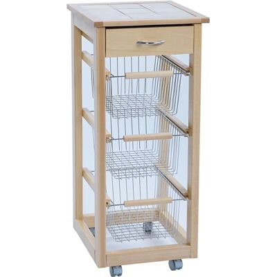 Carrello Cucina in Faggio con Cestini e Cassetto - Liberoshopping Carrello Cucina in Faggio con Cestini e Cassetto - Liberoshopping