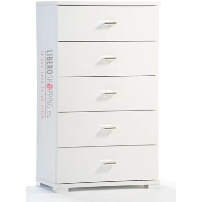 LIBEROSHOPPING Cassettiera in legno con 5 cassetti - 53x91h cm Bianco Frassino LIBEROSHOPPING Cassettiera in legno con 5 cassetti - 53x91h cm Bianco Frassino