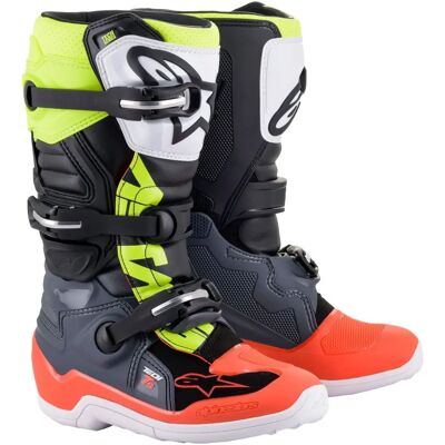 Botas de Motocross Juvenil Alpinestars Tech 7S - Gris, Rojo, Amarillo Botas de Motocross Juvenil Alpinestars Tech 7S - Gris, Rojo, Amarillo