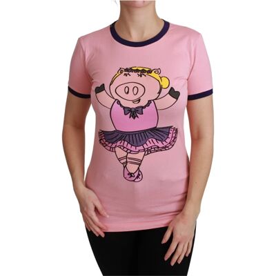 Dolce & Gabbana Roze Jaar van het Varken Katoenen T-shirt - Dames Top Dolce & Gabbana Roze Jaar van het Varken Katoenen T-shirt - Dames Top