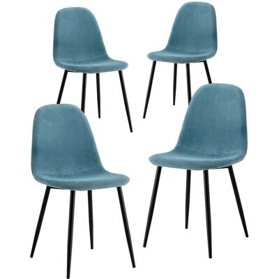 Set di 4 sedie moderne in tessuto blu navy WE HOME Set di 4 sedie moderne in tessuto blu navy WE HOME