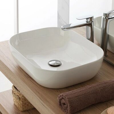 INBAGNO Lavabo quadrato in ceramica per bagno - 50,5x40,5 cm INBAGNO Lavabo quadrato in ceramica per bagno - 50,5x40,5 cm