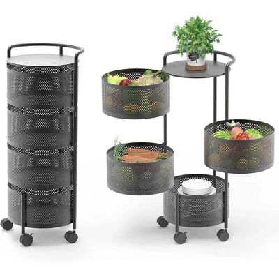 MEGASHOPITALIA - Carrello da Cucina 5 Livelli con Ruote per Frutta e Verdura - Nero MEGASHOPITALIA - Carrello da Cucina 5 Livelli con Ruote per Frutta e Verdura - Nero