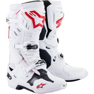 Alpinestars Tech 10 Supervented - Blanco / Rojo Brillante - Botas de Motocross Alpinestars Tech 10 Supervented - Blanco / Rojo Brillante - Botas de Motocross