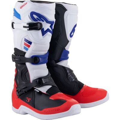 Alpinestars Tech 3 Blanco/Rojo Brillante/Azul Oscuro - Botas de Motocross Alpinestars Tech 3 Blanco/Rojo Brillante/Azul Oscuro - Botas de Motocross